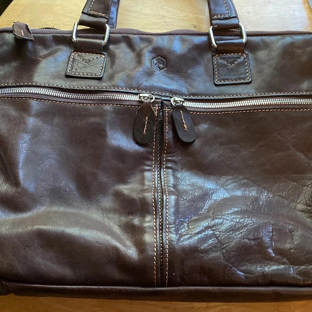 Valentina In Pell Brown Genuine Leather Briefcase Made In Italy